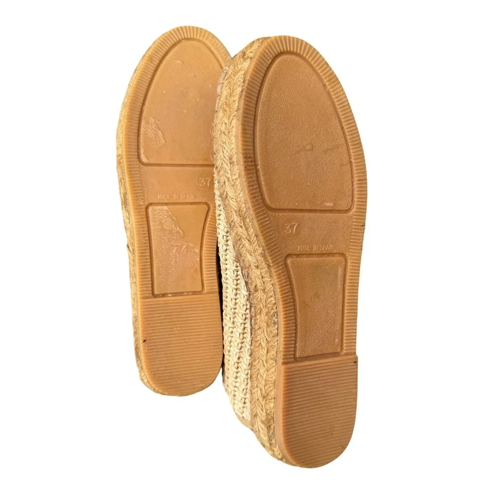 Woven Raffia Espadrille Slip On Shoes Platform‎ 275 Central Size 37 Beige
